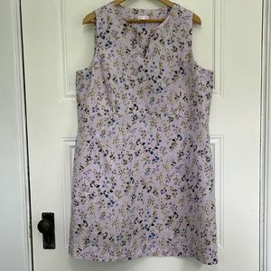 J. Jill Love Linen Sleeveless Midi Shift Dress Purple Lilac Petite LP Pockets